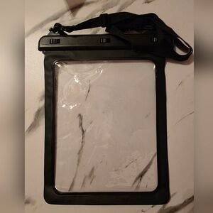 Universal Black Waterproof Tablet Pouch with Shoulder Strap